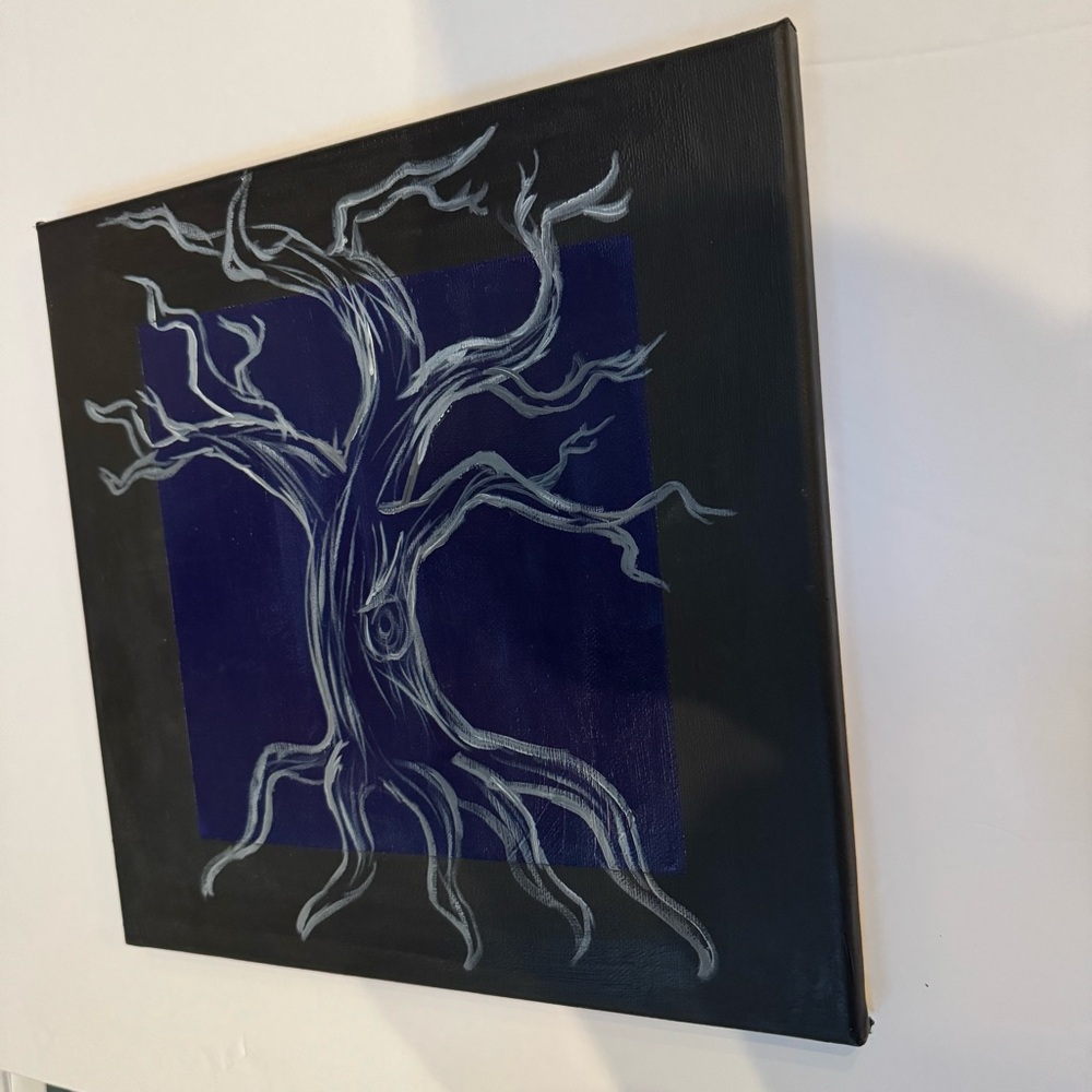 TREE Artwork 12" X 12" Purple Black by local Artist